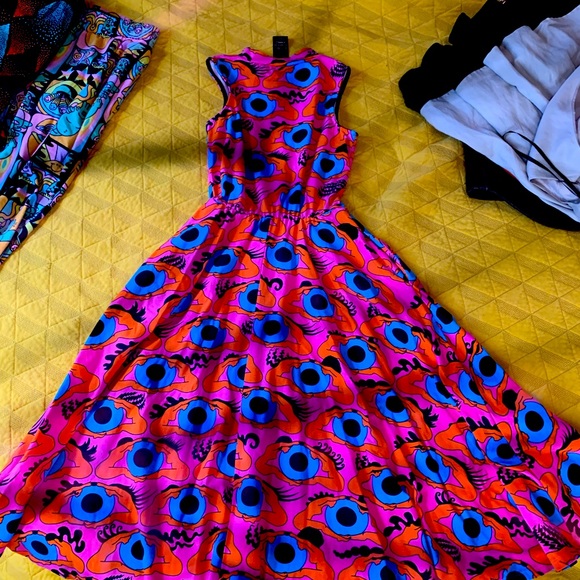 Nooworks Pink and Blue Eye Pattern Dress - Picture 4 of 4